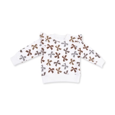 Leopard Ruffle Shoulder French Terry Sweatshirt