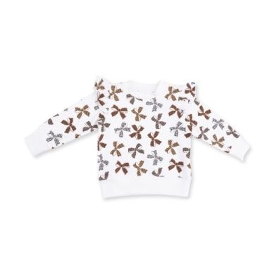 Leopard Ruffle Shoulder French Terry Sweatshirt