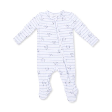 2 Way Zipper Footie - Airplane Stripe