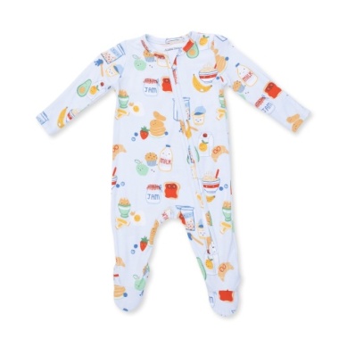 2 Way Zipper Footie - Breakfast Club Blue
