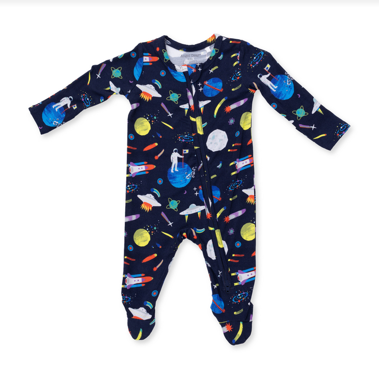 2 Way Zipper Footie - Astronaut and Rockets