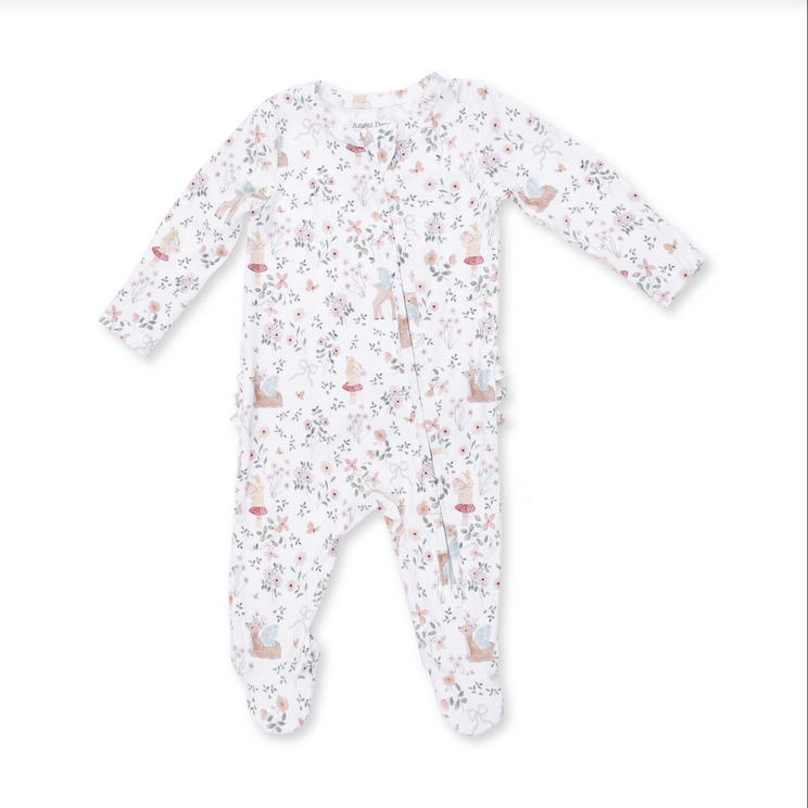 2 Way Zipper Ruffle Back Footie - Enchanted Woodland