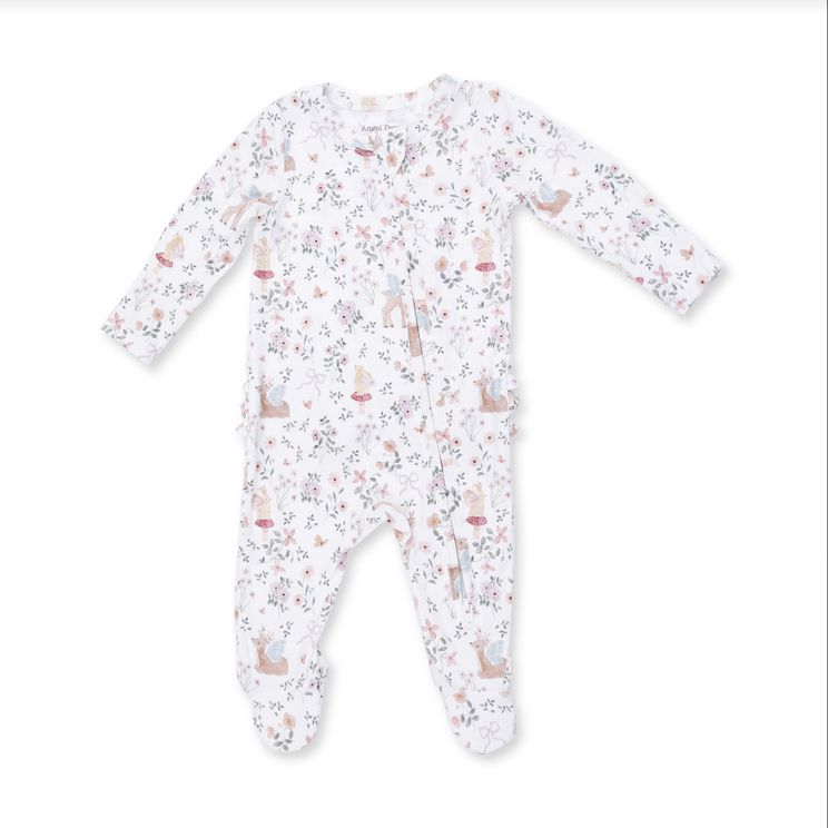 2 Way Zipper Ruffle Back Footie - Enchanted Woodland