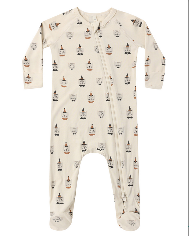 Bamboo Zip Long Sleeve Sleeper Footie - Costume Kittens