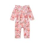 Ruffle Shoulder Baby Romper - Rosa Canina