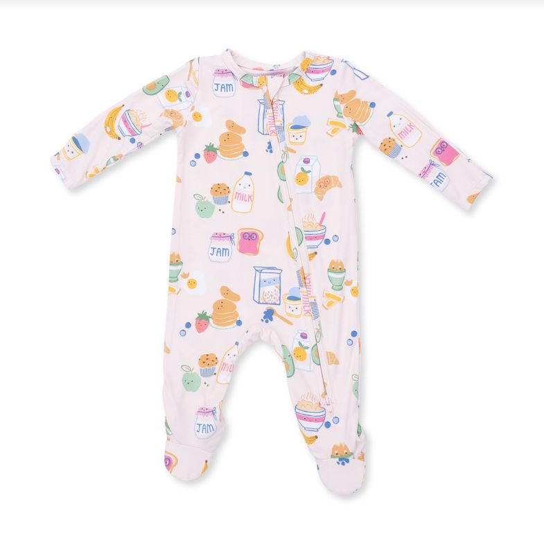 2 Way Zipper Footie - Breakfast Club Pink