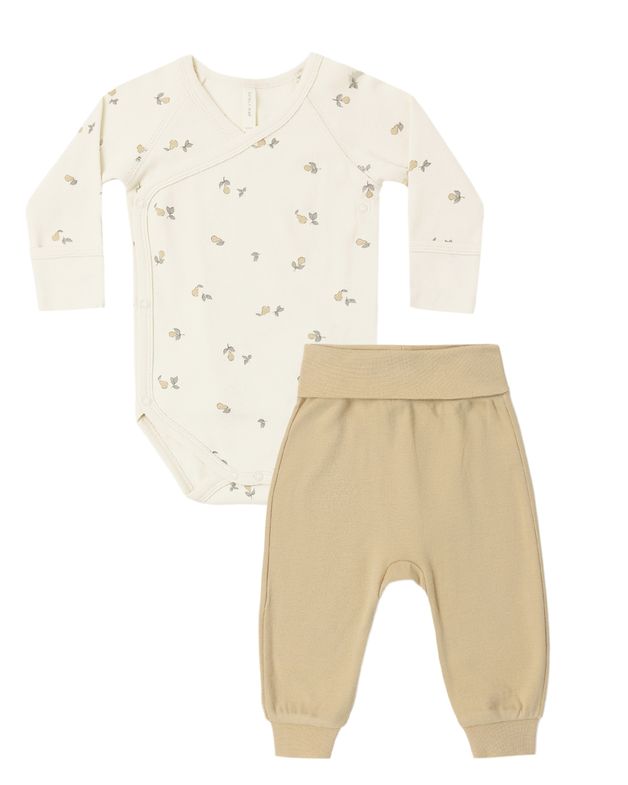 Side Snap Bodysuit and Pant Set - Pears
