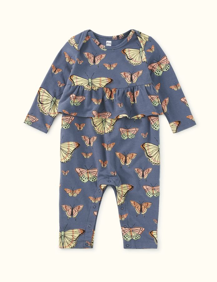 Pretty Peplum Baby Romper - Skyfield Butterflies