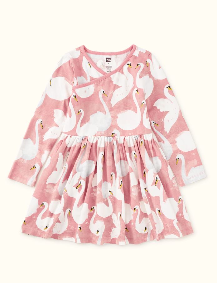 Long Sleeve Wrap Dress - The Queen's Swans