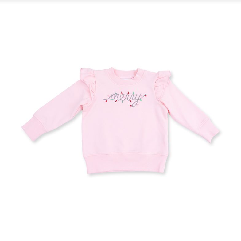 Ruffle Sweatshirt - Christmas Lights Merry