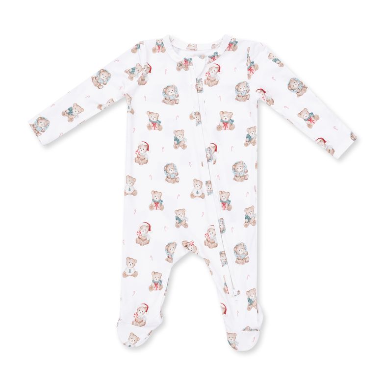 2 Way Zipper Footie - Christmas Teddy Bears