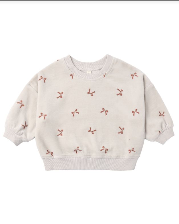 Velour Relaxed Sweatshirt Red Bows