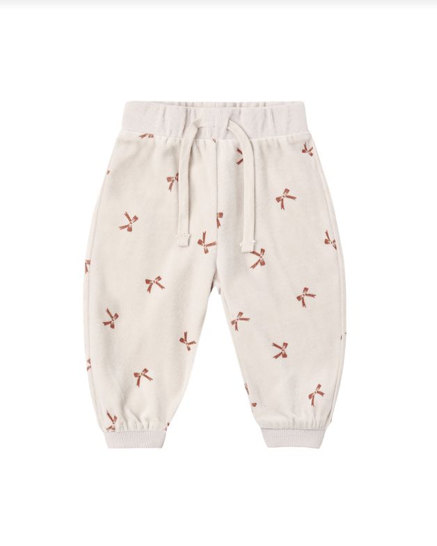 Velour Relaxed Sweatpants Red Bows