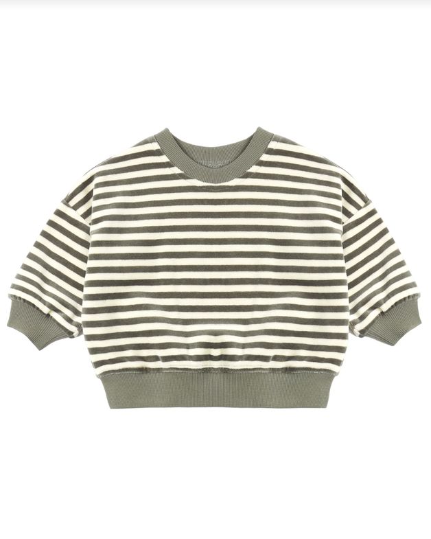 Velour Relaxed Sweatshirt Spruce Stripe