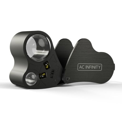 AC Infinity Jewelers Loupe  Pocket Magnifying Glass with LED Light &amp; Dual Lenses  30x 60x Zoom for Jewelry  Watches  Coins  Stamps  Plant Buds