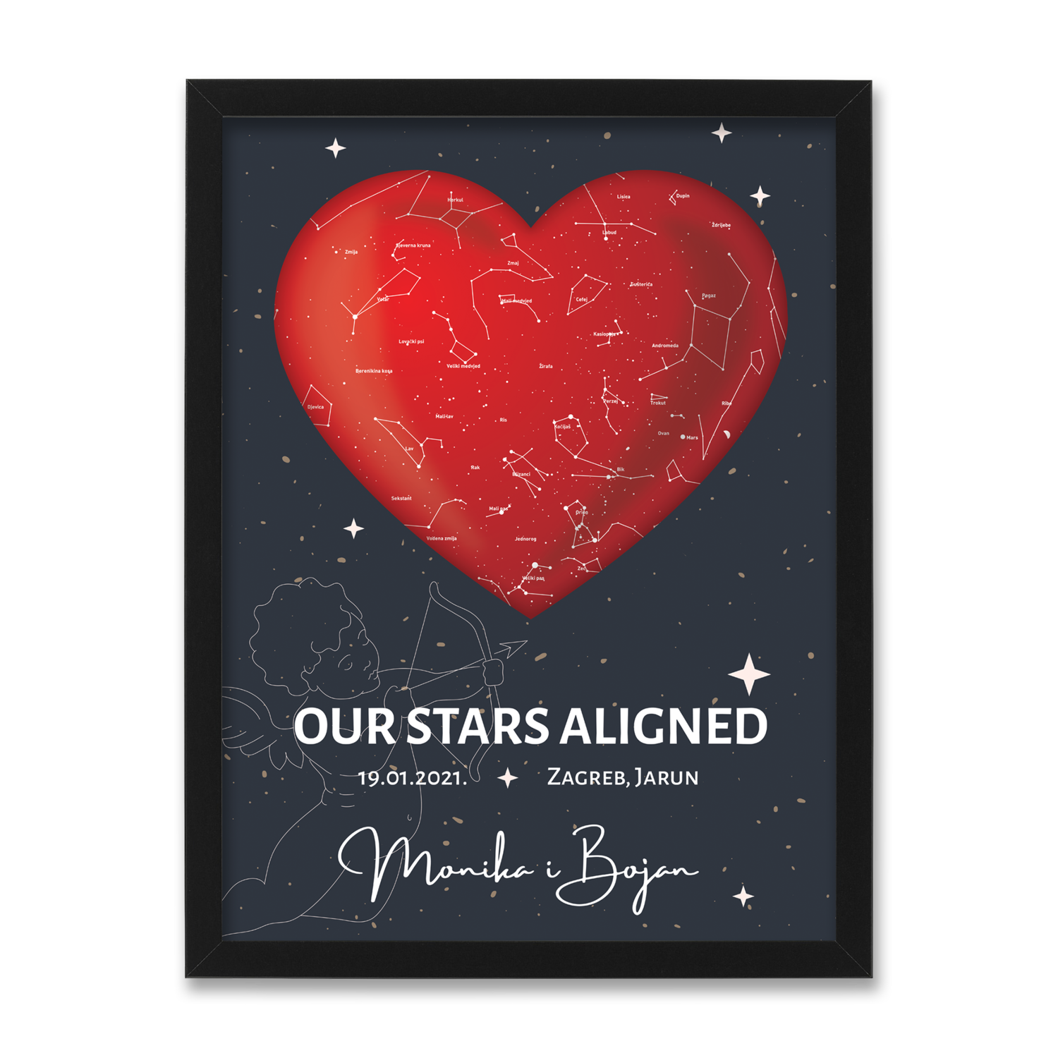Night sky heart poster