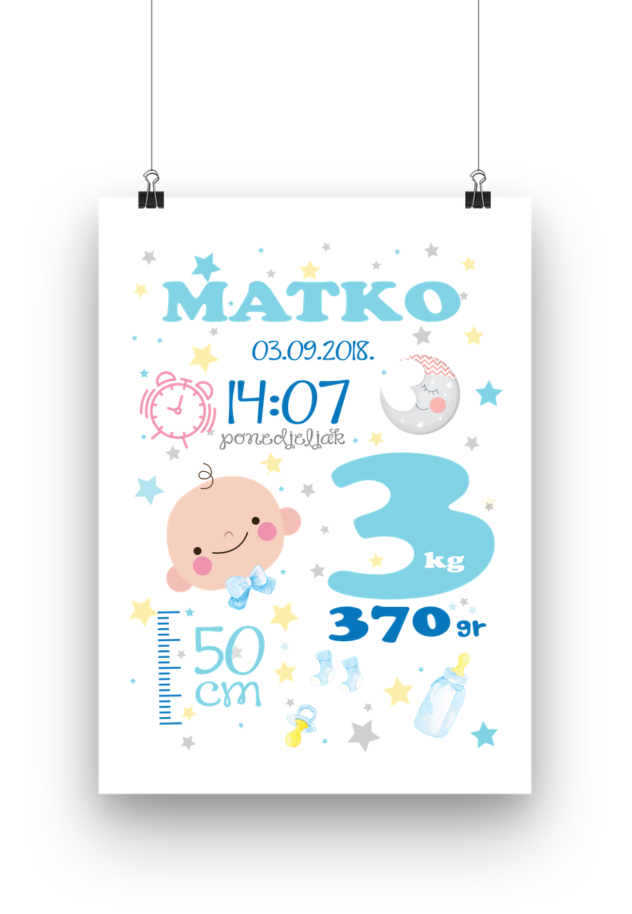 Beba u zvijezdama, Okvir: Bez okvira, Veličina: 30 x 40cm