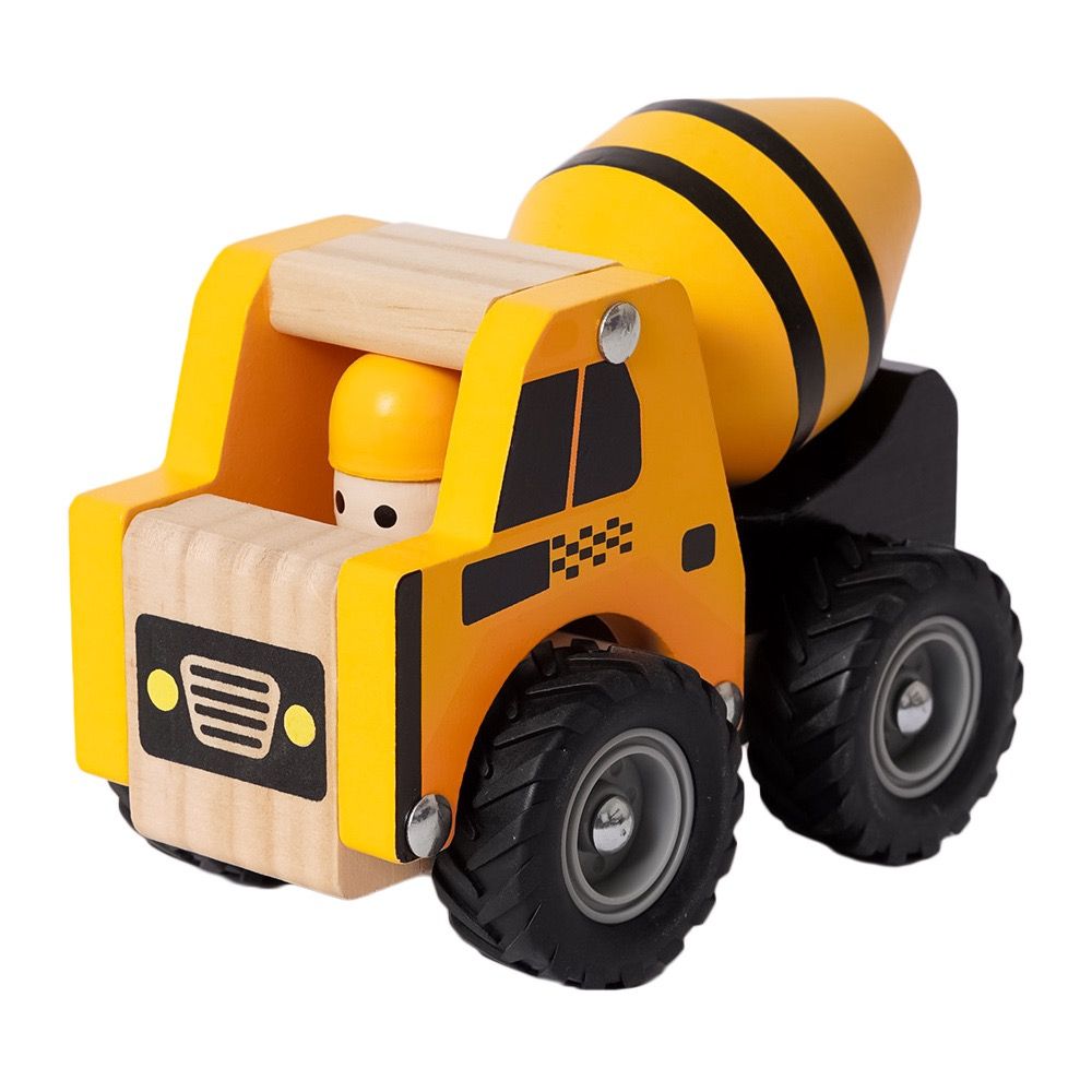 Houten betonmixer geel