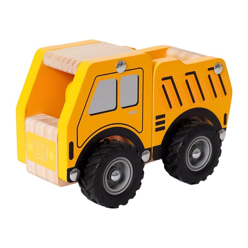 Houten kiepwagen geel