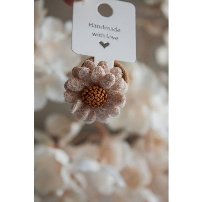 Haarelastiekje Wolvilt Beige