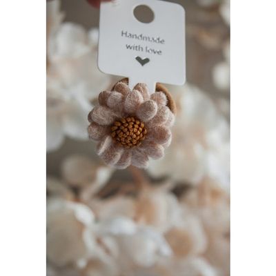 Haarelastiekje Wolvilt Beige