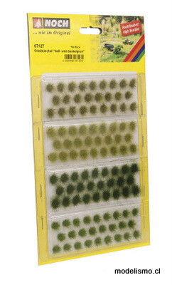 Noch 07127 ​Mechones de hierba "verde claro y oscuro", diferentes tonos de verde, 104 piezas, 6 mm