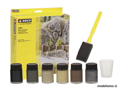 Noch 61200 Juego de colores naturales, 6 concentrados de color, 20 ml cada uno, 1 vaso mezclador, 1 esponja