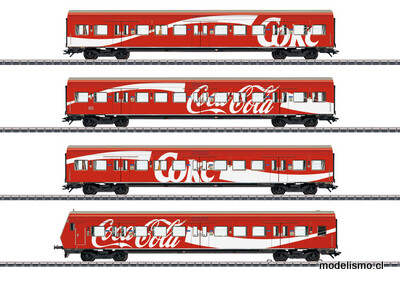 Märklin H0 43890 Set de coches de viajeros de tren de cercanías "S-Bahn" Coca-Cola