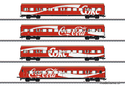 Märklin H0 43890 Set de coches de viajeros de tren de cercanías &quot;S-Bahn&quot; Coca-Cola - usado