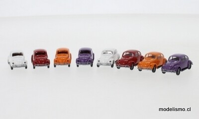 Brekina 90457 VW Beetle Set Set con 8 modelos VW Beetle, 2 piezas cada una en 4 colores Economy, 1:87