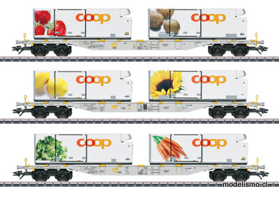 Märklin H0 47461 Set de vagones portacontenedores &quot;Coop&quot; - usado