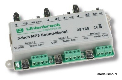 Uhlenbrock 38130 3 módulos de sonido MP3 en una carcasa