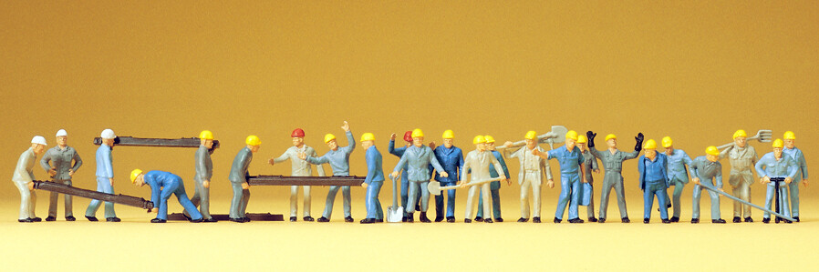 Reserva anticipada Preiser 14403 H0 - Seguimiento de los trabajadores de la construcción. Conjunto con 24 figuras.