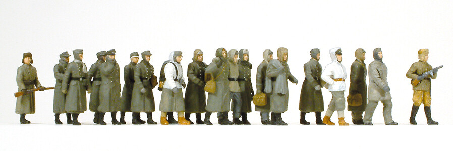Preiser 16578 H0 - Prisioneros de guerra alemanes. 20 figuras en miniatura sin pintar