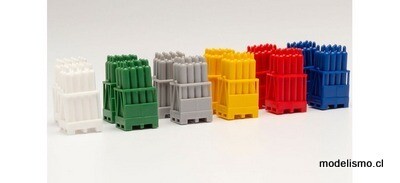 Herpa 54096 Accesorios bombonas de gas con palet 2 x rojo / 2 x amarillo / 2 x gris / 2 x azul / 2 x blanco / 2 x verde
