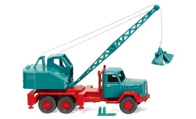 Wiking 66204 Camión grúa Magirus con excavadora Fuchs, turquesa 1:87