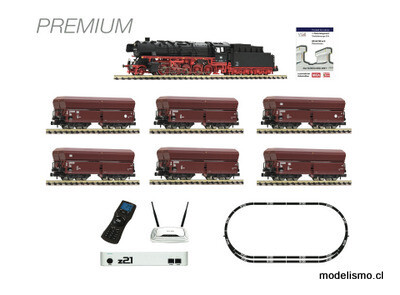 Fleischmann 931898 - Set digital z21 "FLEISCHMANN Premium" con una locomotora de vapor serie 044 y un tren de mineral, DB
