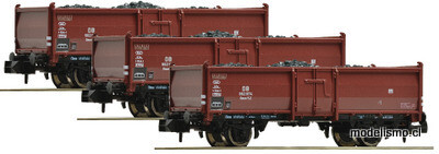 Fleischmann 820530 - Set de tres vagones para el transporte de carbón, tipo Omm52, DB