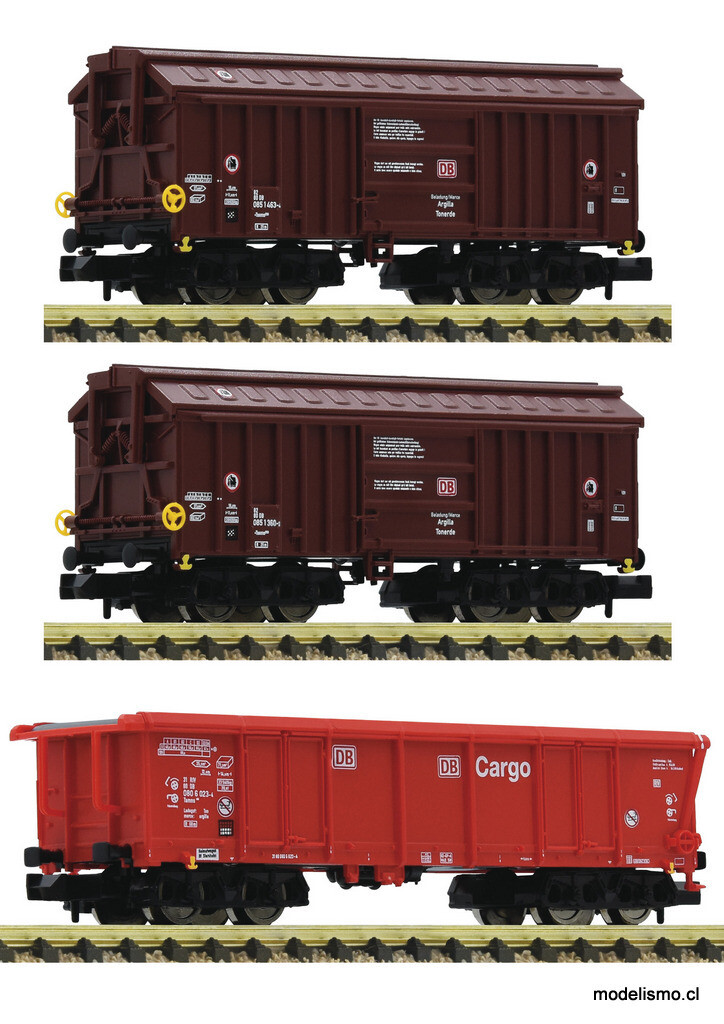 Fleischmann 829357 Set de tres vagones para el transporte de arcilla, DB AG (Set 1)
