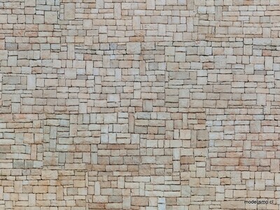 NOCH 56642 Lámina de cartón 3D “pared de piedra caliza” beige, 25 x 12,5 cm
