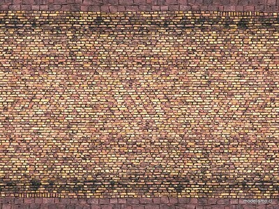 NOCH 56605 Lámina de cartón 3D “ladrillo” de colores-amarillo, 25 x 12,5 cm