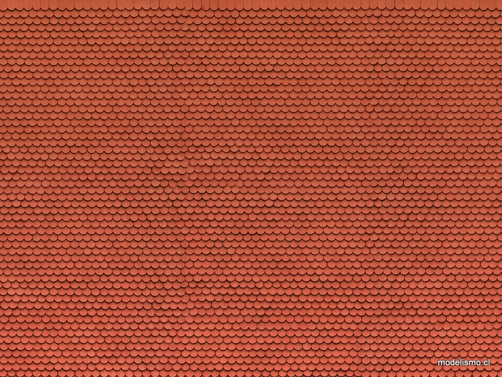 NOCH 56690 Lámina de cartón 3D “techo de cola de castor” rojo 25 x 12,5 cm