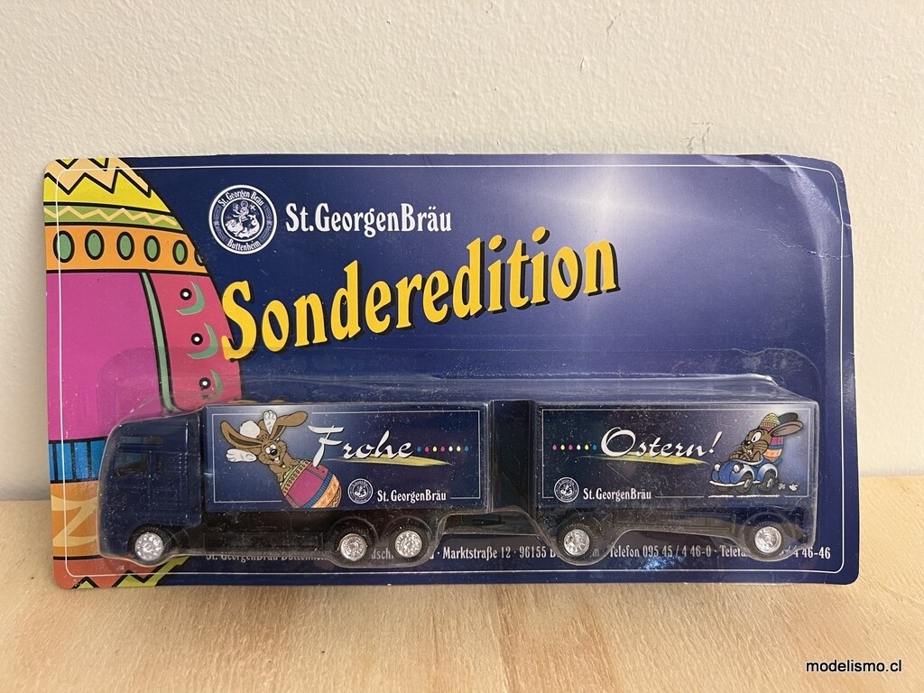 H0 1:87 Camión con remolque MAN- St.GeorgenBräu Frohe Ostern