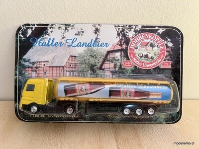 H0 1:87 Camión con remolque cisterna Mercedes Benz - Haller Landbier - Haller Löwenbräu