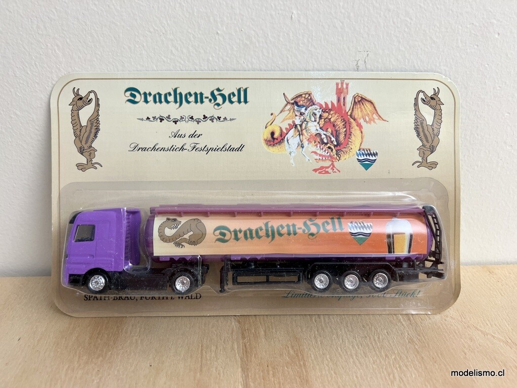 H0 1:87 Camión con remolque cisterna Mercedes Benz - Drachen-Hell
