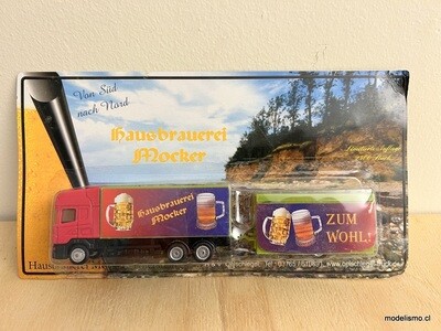 H0 1:87 Camión con remolque para eventos Scania - Hausbrauerei Mocker