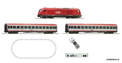 Roco 51341 Set de iniciación digital z21 start: Locomotora diésel serie 2016 con un tren expreso, ÖBB