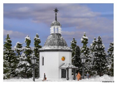 Vollmer 49412 ​Z Capilla Memorial Noche de Paz con iluminación LED y nieve artificial, kit funcional