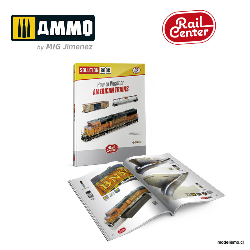 AMMO.R-1301 RAIL CENTER SOLUTION BOOK 02 - Cómo Envejecer Trenes Americanos (English, Castellano, Français, Deutch)