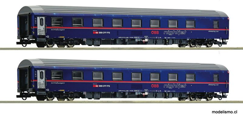 Roco 6200021 Set de 2 piezas: Coches-camas &quot;Nightjet&quot;, ÖBB/SBB